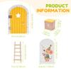 Mini Wooden Fairy Door Ornaments with Ladder and Cute Cards Decorative Elf Door Garden Figurines House Scene Model Decoration