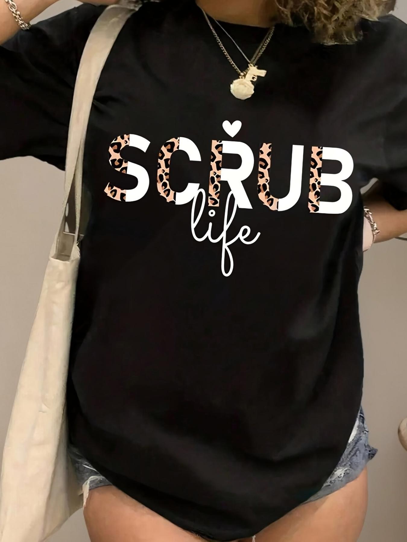 Scrub Life Leopard Print T-shirt M