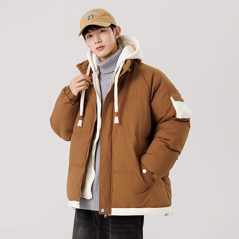 2025 Fake Two-piece Hooded Down Padded Jacket Men's Graphene Padded Jacket Teen Student Padded Jacket