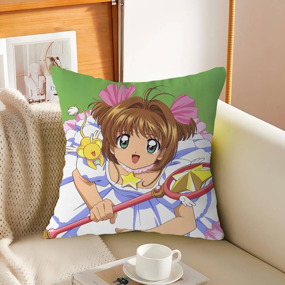 

Card C-Captor Sakura Pillowcase Toon Gift Cushion Cover Bedroom Home Sofa Chair Seat Decor Pillow Case 16x16Inch