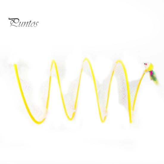 Soft with Feather Interactive Toy Foldable Tunnel Kitten Tunnel Teaser Cat Channel Tube Pet Toy