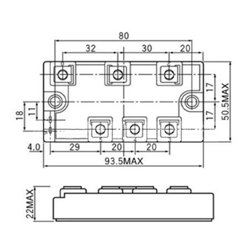 MDST100A Three Phase Rectifier Bridge Module 100A High Current Full Waved Rectification Coppered Base Design