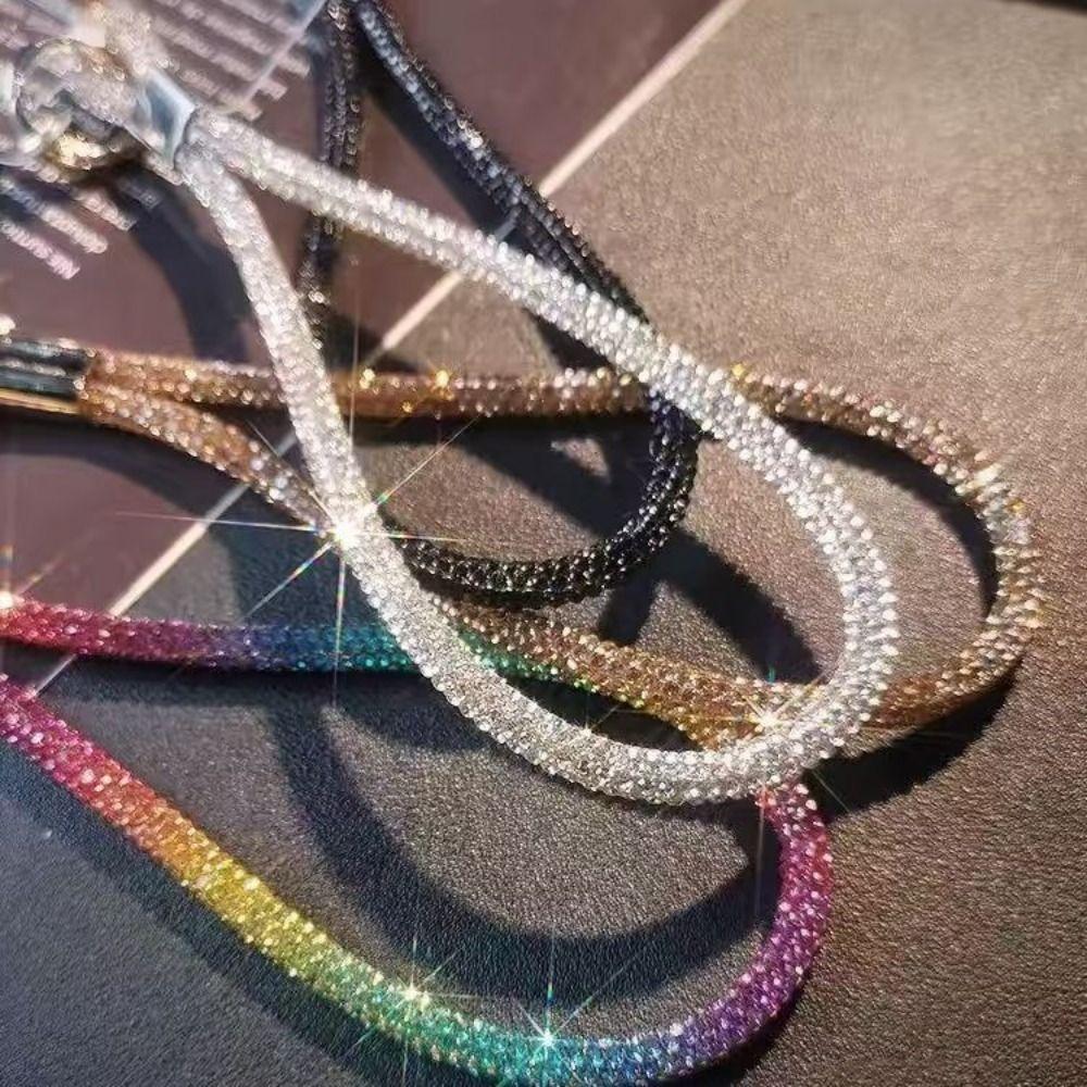 Trendy Glitter Rhinestone Phone Lanyard Bling Bling Flash Phone Wrist Straps Bright Diamond Crystal Keychain Phone Accessories