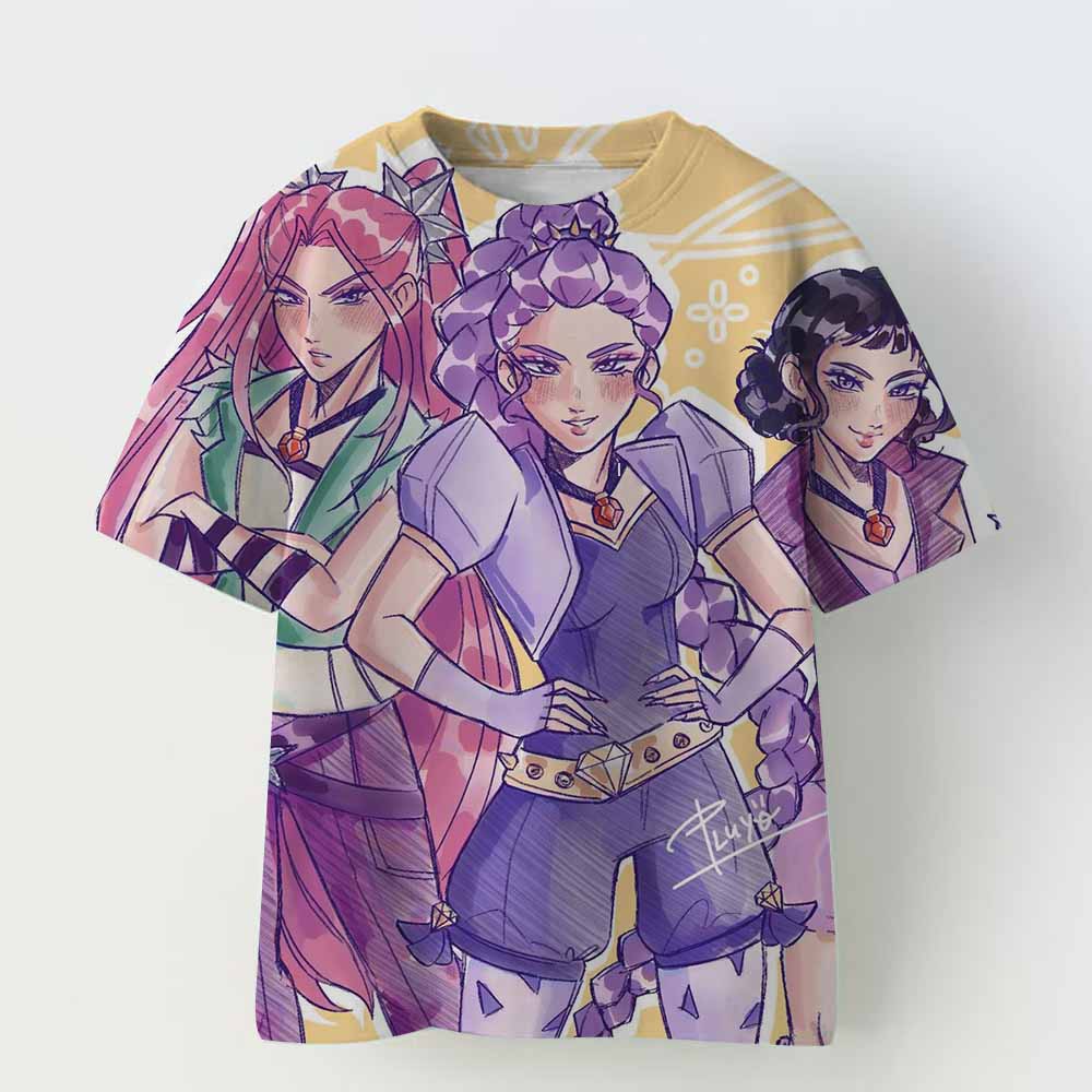 Vintage Rumi Tiger KPop Dämonenjäger Print T-Shirt Anime Kurzarm T-Shirt Sommer Mädchen Jungen Shirt Lässige Oberteile Rundhals Kleidung