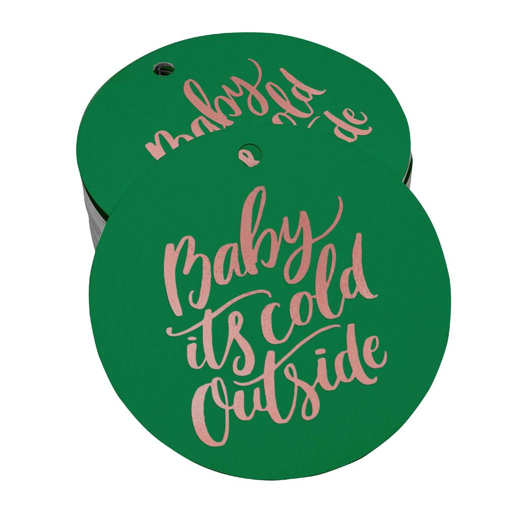 Inkdotpot Real Gold Foil Baby It's Cold Outside Baby Shower Tags Favor Hang Paper Tags 100