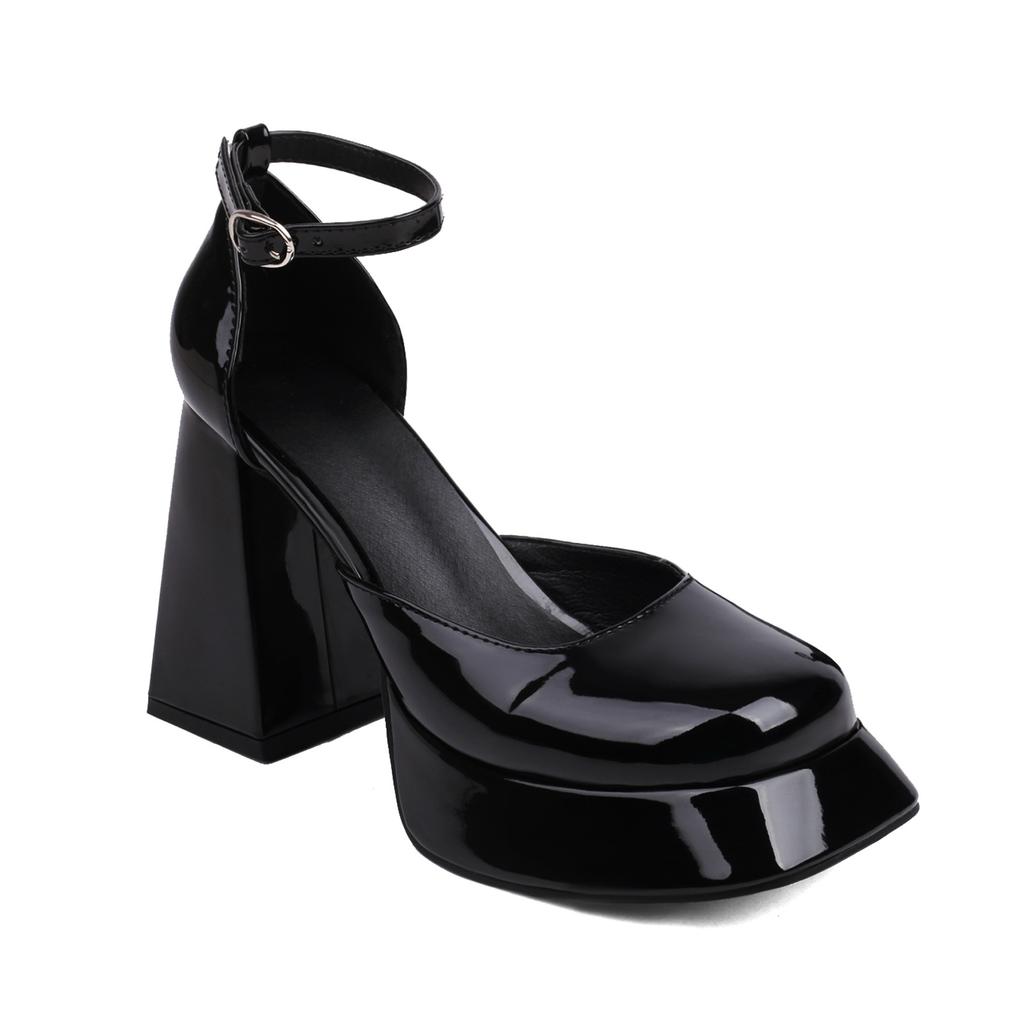 34-48 Estate Punta Tonda Tacco Spesso Tacchi Super Alti Bocca Leggera Piede Sfilata di Moda Taglia Grande Scarpe Singole Donna
