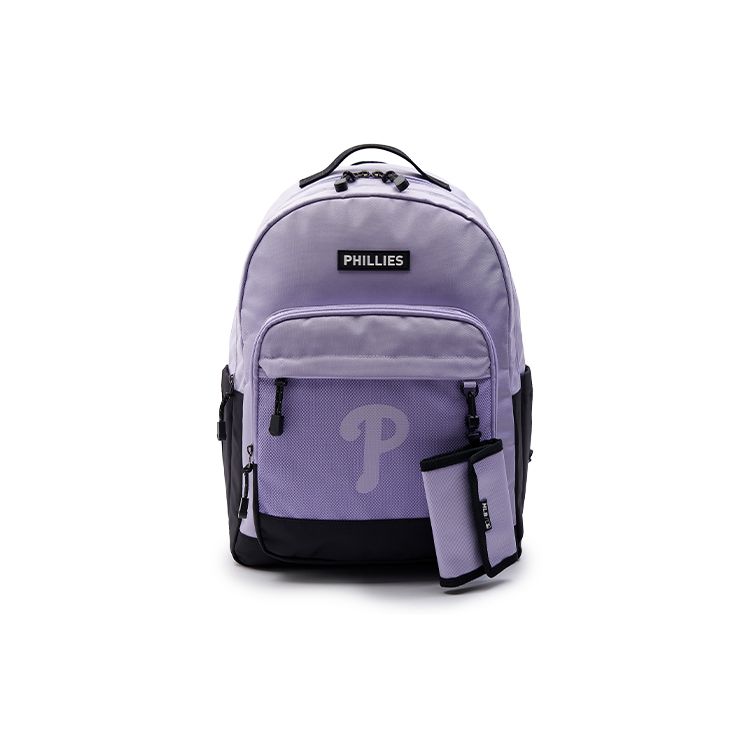 MLB Philadelphia Phillies Large Logo Letter Print Adjustable Shoulder Strap Zipper Closure Nylon Backpack Women backpack Purple 7ABKB044N-10LDL Purple