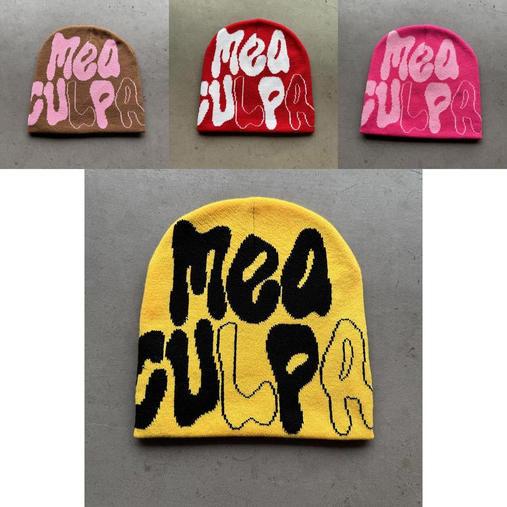 Strickmütze für Männer und Frauen mit Buchstabenmuster Warmes Acryl Winteraccessoire