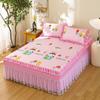 Summer Bed Skirt Ice Silk Summer Mat Water Machine Washable Folding Bed Cover Single Double Air Conditioning Soft Mat Three-Piece Set