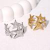 Vintage Starfish Spiral Pattern Rings Woman And Men Zircon Stainless Steel Personalized Open Ring Accessories Gifts