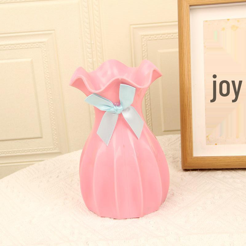 Imitation Ceramic Plastic Vase - Lotus Leaf Design for Artificial Flowers, Home Decoration, and Flower Arrangement.