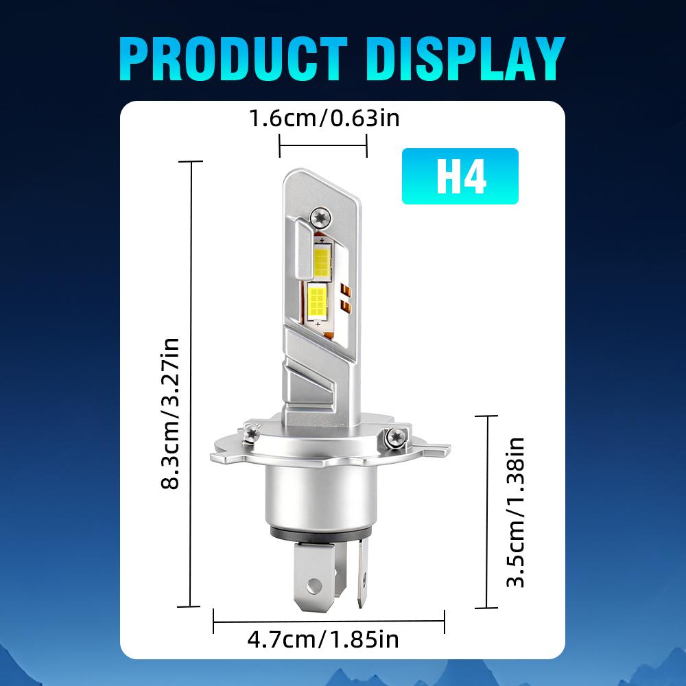 4PCS LED Canbus Headlight H4 Hi/Lo Beam Upgrade CSP 3570 Chip Car Light Bulb 9006 Auto Fog Light Kits