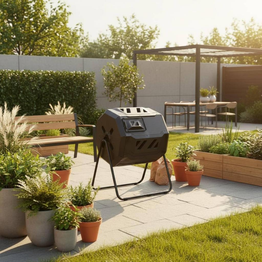 Rotating Compost Bin Sturdy Construction Tumbling Composter Unrestricted