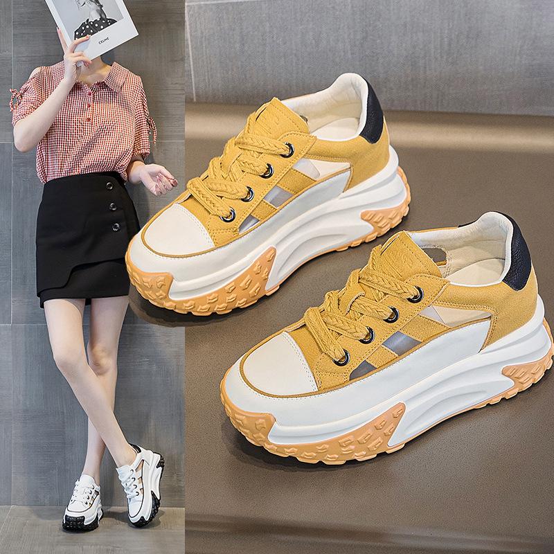 Size 33 small man heightened thick-soled muffin women's shoes hollowed out and breathable in summer, casual low-top little white sandals children