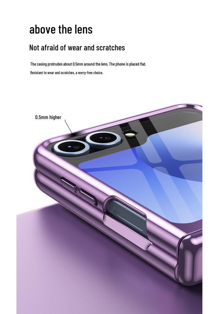 Samsung Z Flip8/7 Electroplated Transparent Full Coverage Case with Foldable Screen Protection