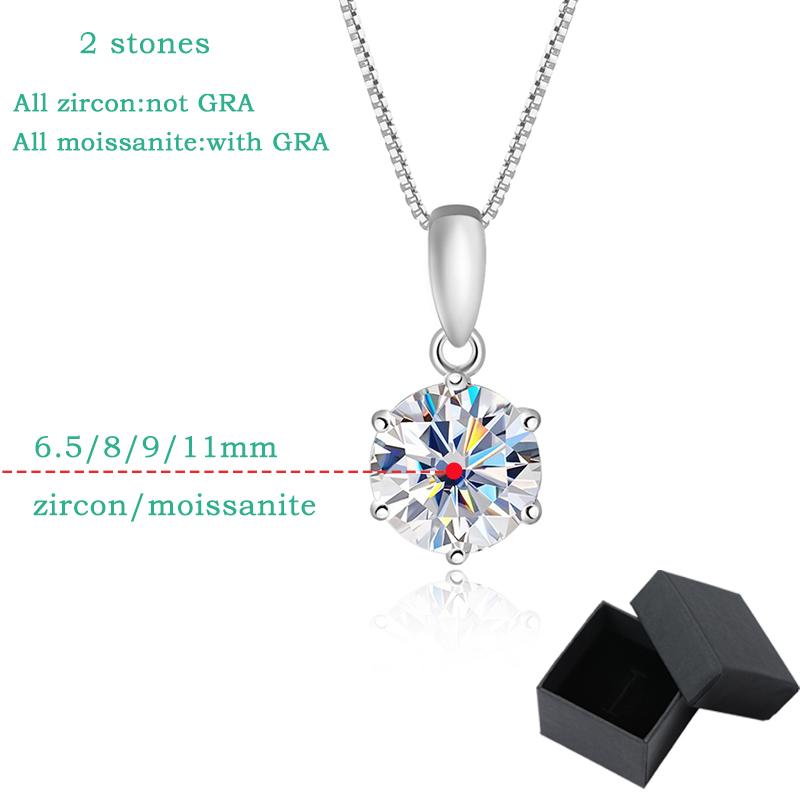 Smyoue 0.5-5CT D Color Zircon/moissanite Necklace for Women Sparkling Lab Diamond Pendant 925  Silver Wedding Jewelry