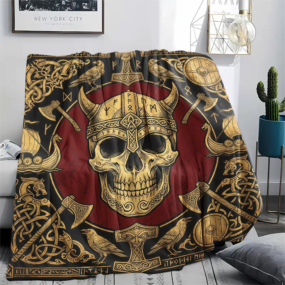 Viking Animal Patterns Print Flannel Blanket High Quality Comfortable for All Seasons Home Decor Warmth and Comfort Perfect for Christmas Gifts