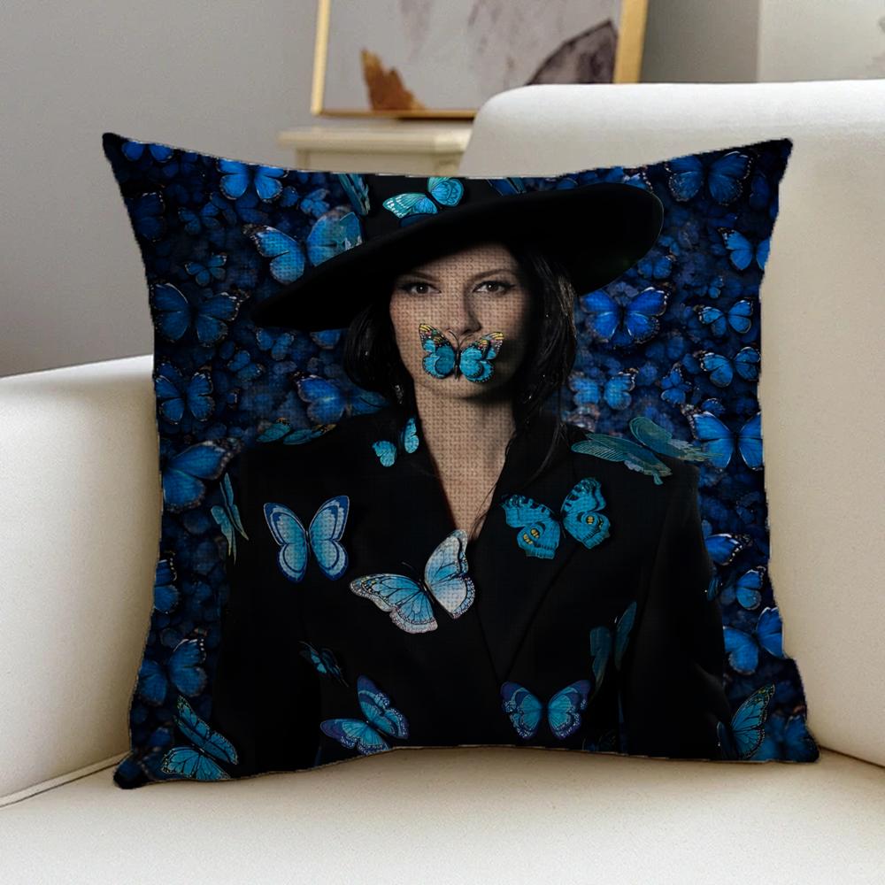 L-Laura Pausini Cushion Cover Cushion Cover Pillowcase, Anti-Mite Invisible Zipper, Linen Sofa Cushion