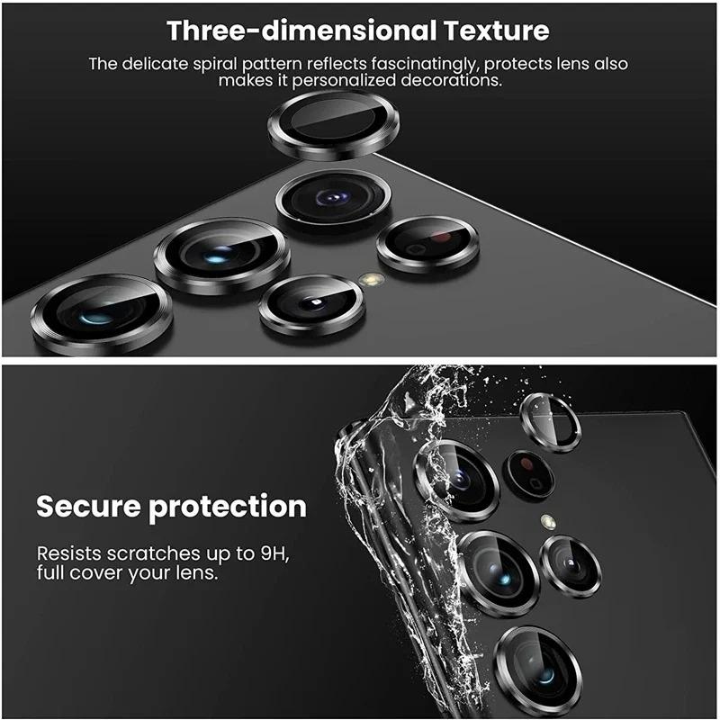 Metal Lens Ring Glass For Samsung Galaxy S24 S23 S22 Ultra Plus Z Flip Fold 6 Camera Protection Cover Tempered Glass Accessories