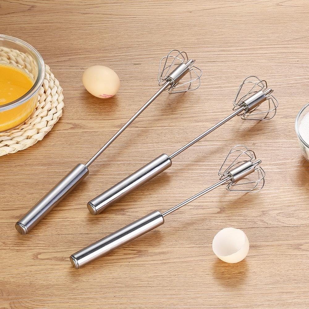 Egg Whisks Stainless Steel Egg Beater Manual Hand Mixer Self Turning Egg Stirrer Kitchen Egg Tools