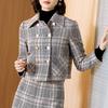 KAVON 2025 Fall/Winter British Style Plaid Double-Breasted Jacket