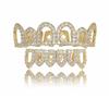 Halloween Jewelry Gold Silver Metal Color Plating Brass and Bling Zircon Hollow Out Six Piece Teeth Hip Hop Grillz