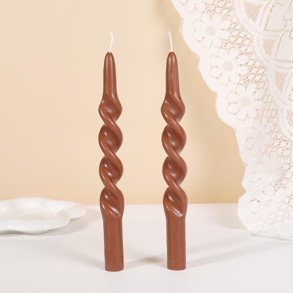 10-inch Classic Colorful Threaded Long Rod Candle Home Creative Odorless Twisting Rod Wax