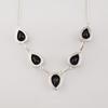 Schwarzer Onyx Edelstein 925 Sterling Silber Handgefertigte Damen Halskette, Hochzeitsschmuck RN-1-17