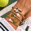Open Sports Style Bangle Gold Inlaid Rhinestones Bracelet Simple Tennis Racket Bracelet  Girl