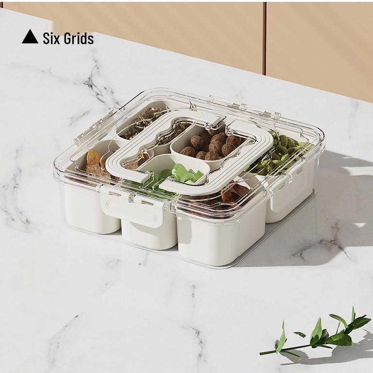 Airtight 8-Compartment Seasoning Box with Lid for Kitchen and Refrigerator Storage