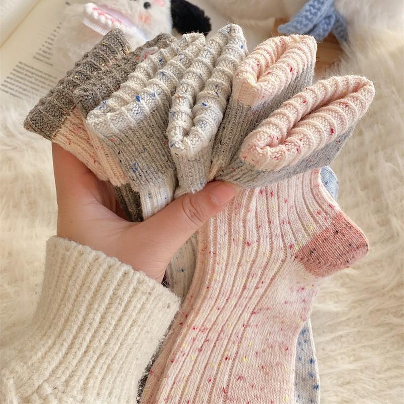 Wool Socks Children'S Season Medium Tube Socks Thickened Warm Dongdaemun Trend Color Matching Ideas Yarn Stacking Socks