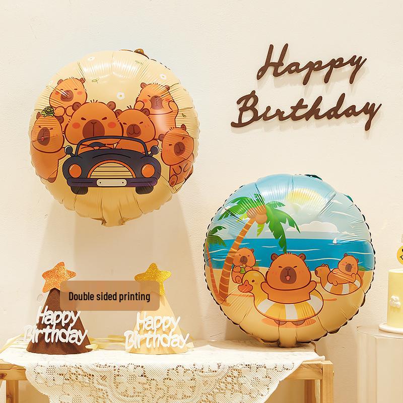 Cartoon Capybara Balloon - Children's Birthday Party Decoration