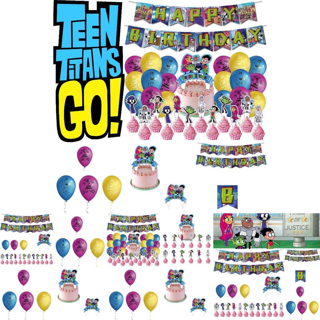 Colorful Teen Titans Go Party Decor Set Safe Eco-friendly Materials High-quality Paper 32pcs