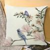 Bird Flower Decorative Pillow Covers 18x18 Linen Outdoor Square Pillow Case Cushion Cover for Sofa Couch Bedroom