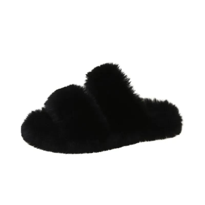 Fashion Winter Fluffy Slippers Women 2025 New House Home Fur Slippers For Women Flat Platform Cozy Fuzzy Indoor Shoes Slides