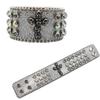 Design Diamond and Rhinestone Bracelet, Gothic Hip-hop Punk Trend PU Leather Bracelet