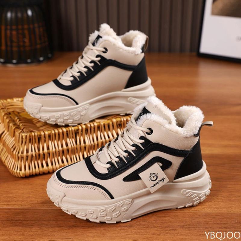 High Cut Thick Soled Casual Comfortable Women's Winter New Fashionable Versatile Short Boots Cotton Shoes Lace Up Snow Boots