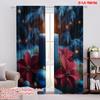 2pcs,2D Plane Printing Curtains Digital Printed Christmas Candle Poinsettia Ornaments (4) Polyester Easy Install (without Rod)