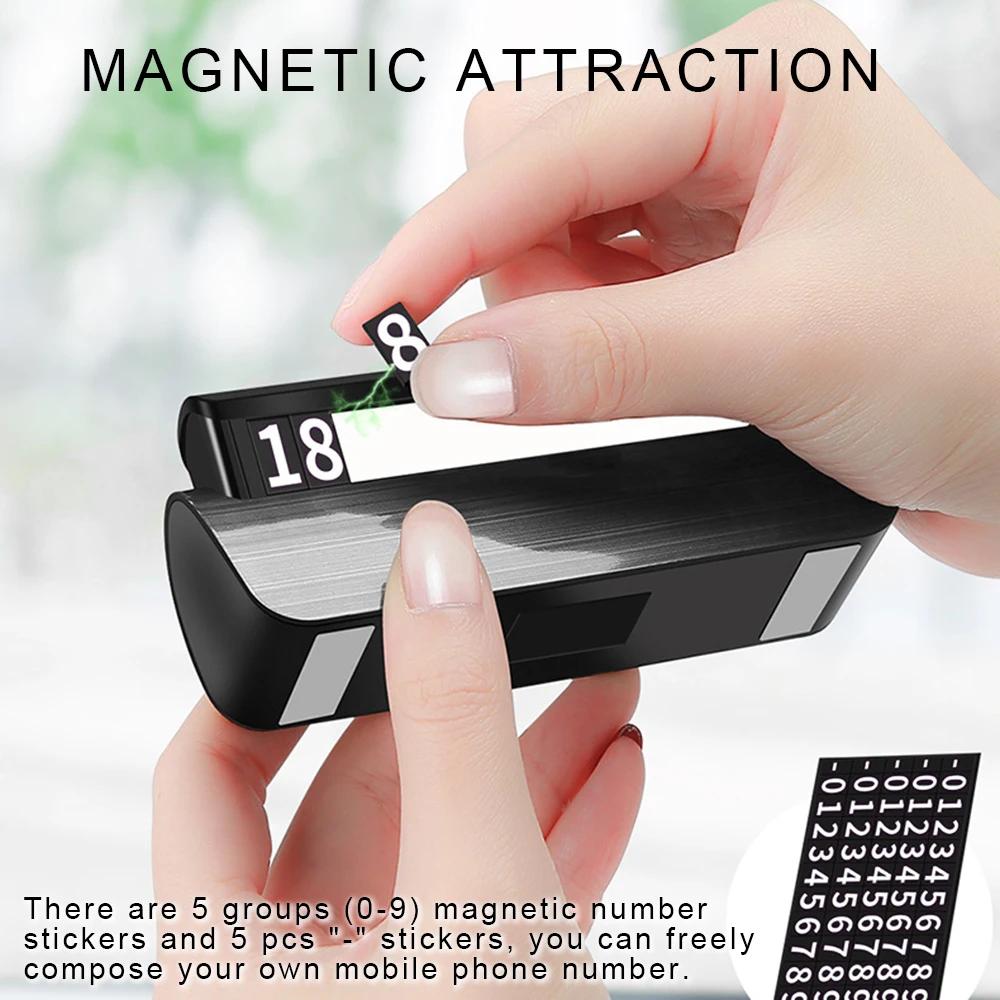Car Accessories Mini Portable Telephone Number Plate With Switch Phone Number Business Card Temporary Parking Card Plate