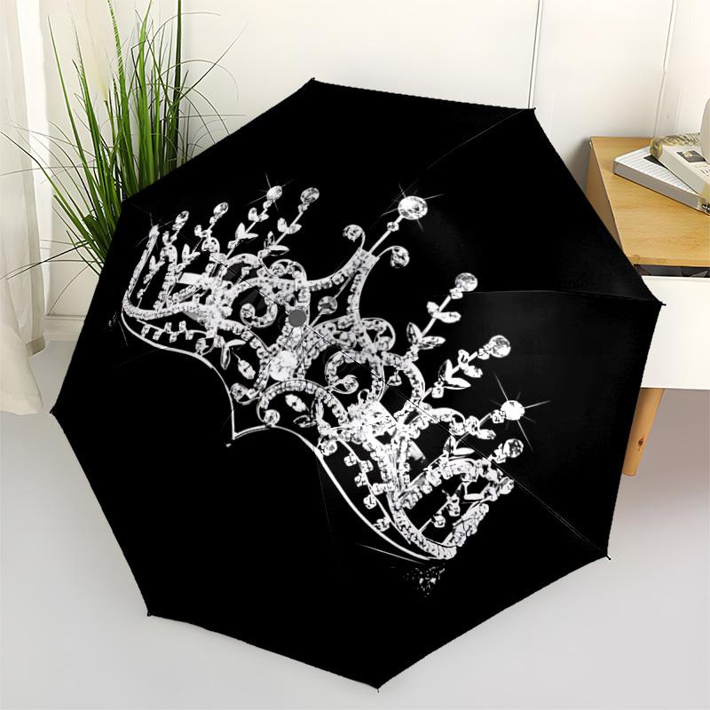 1pc Crown Automatic Opening/Closing Folding Umbrella with 8 Ribs, Plastic Handle, Windproof Portable Sunshade Umbrella yy251222200