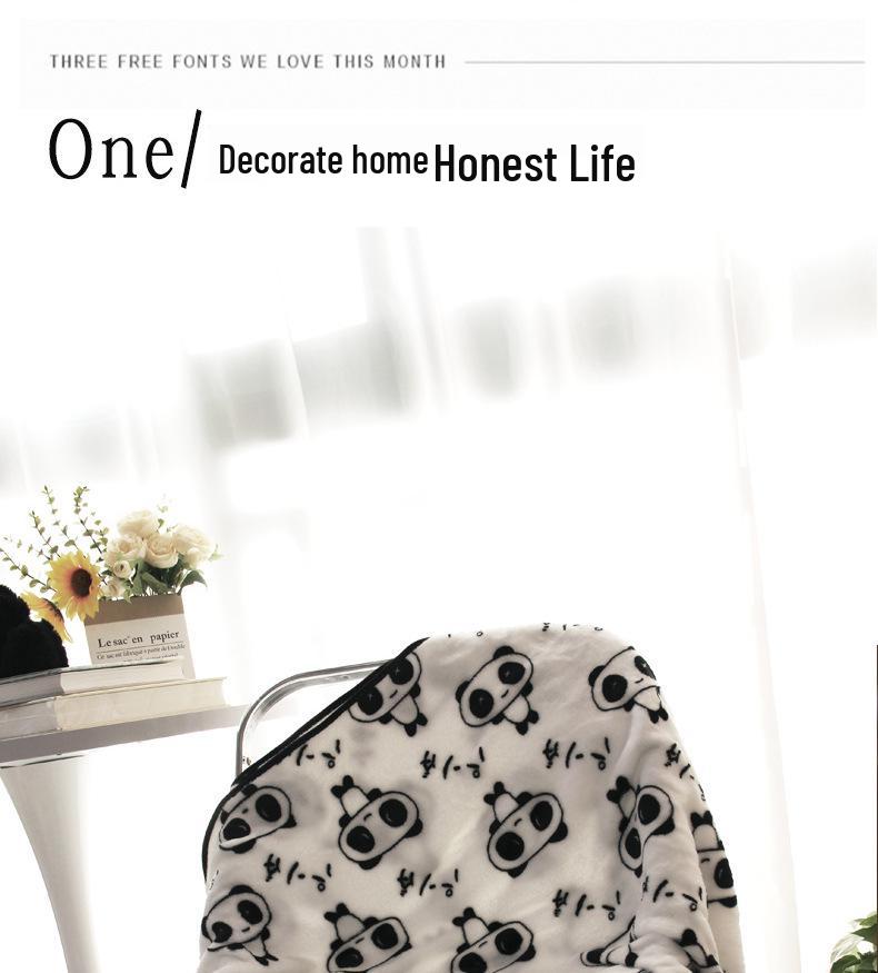 Panda Plush Pillow Blanket: Cute Cartoon Sofa Cushion & Office Backrest.