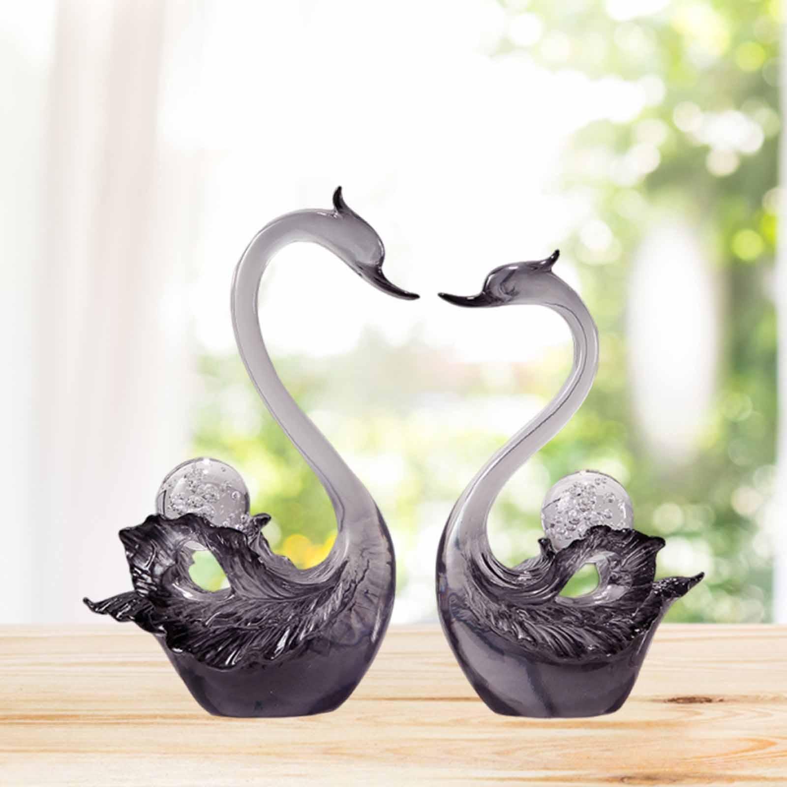 2x Swan Couple Statue Resin Figurine Collectible Desktop Decoration for Bedroom