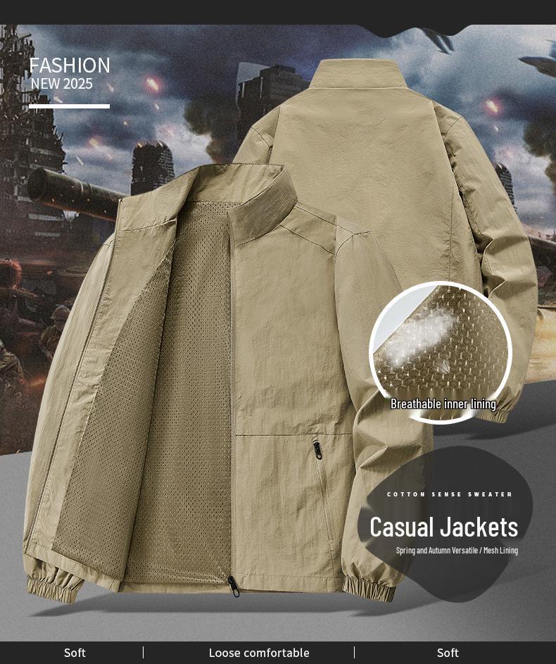 2026 Trendy Men's Lightweight Stand Collar Jacket - Spring/Autumn Casual Outerwear