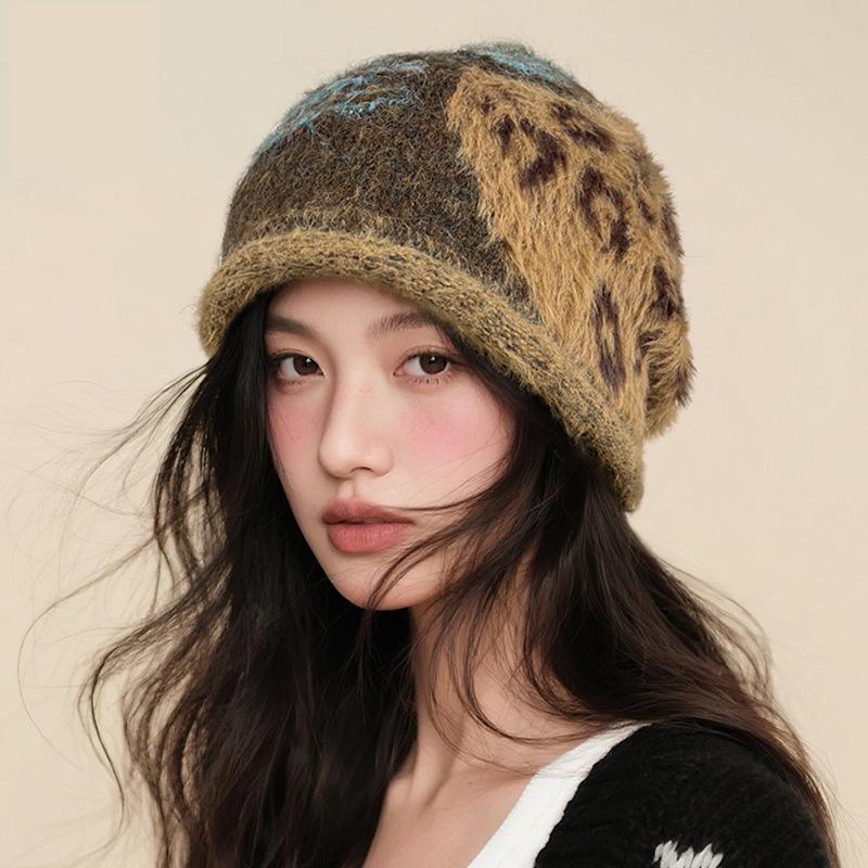 Vintage Stackable Beret Hat Autumn Winter Warm Cap Fashion Headwear For Big Head Size Chunky Knit Beanie Ear Protection New