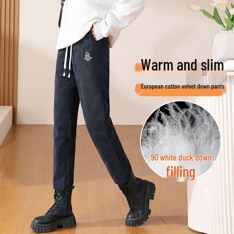 

2025 Женские Зимние Утепленные Брюки Большого Размера Высокого Класса 5XL темно-синий