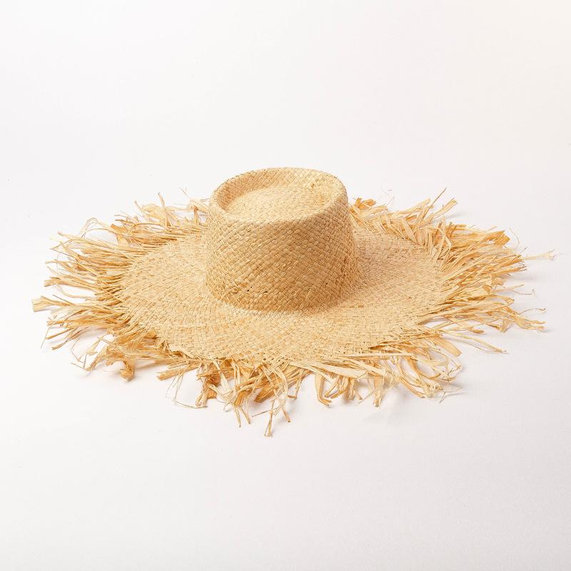 Spring and summer new rough edge raffia big eaves children's straw hat beach vacation shading sun protection fashion big edge straw hat tide