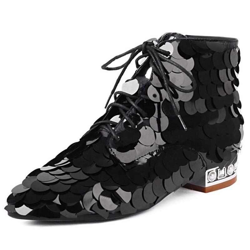 Fashion Luxury Women`s Ankle Boots Sequined