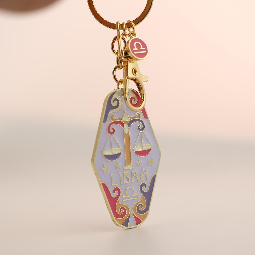 Twelve Constellation Metal Enamel Keychain Motel Bohemian