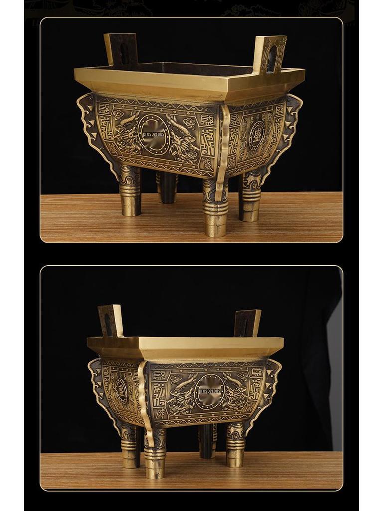Brass and Copper Double Dragon Ding: Decorative Office & Home Ornament