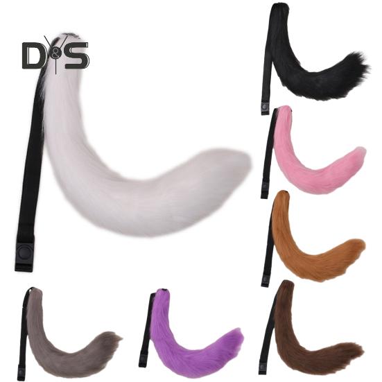 Cosplay Fake Fox Tail Soft Fuzzy Plush Solid Color Adjustable Waist Circumference Elastic Band Performance Club Dance Paty Costumes Prop Artificial